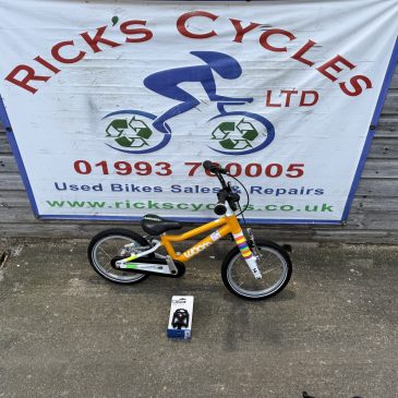 WOOM 2 14” Wheel Rainbow edition Kids Bike. Yellow No2. £195. Very light Only 5.1Kg!